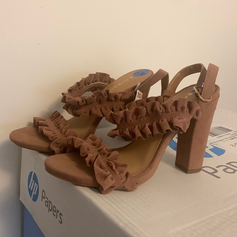 Bamboo strappy block heels